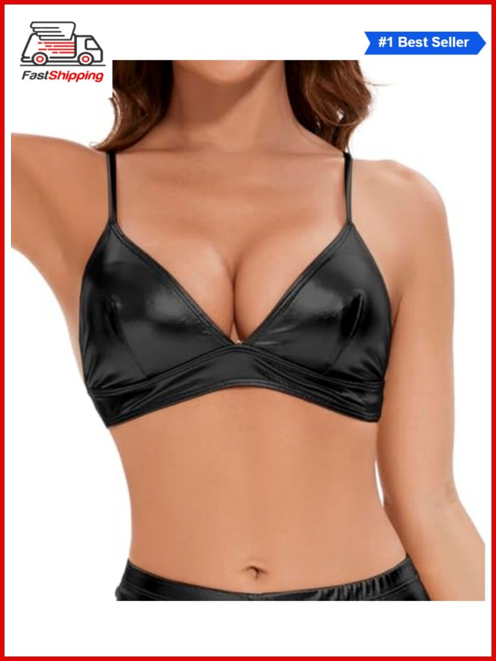 ✨ Metallic Crop Top Shiny Light-Support Rave Bra Swimsuit Top